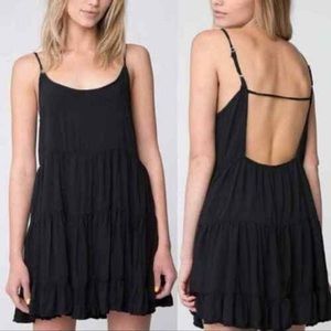 Brandy Melville Jada Black Ruffle Mini Babydoll Backless Shift Dress